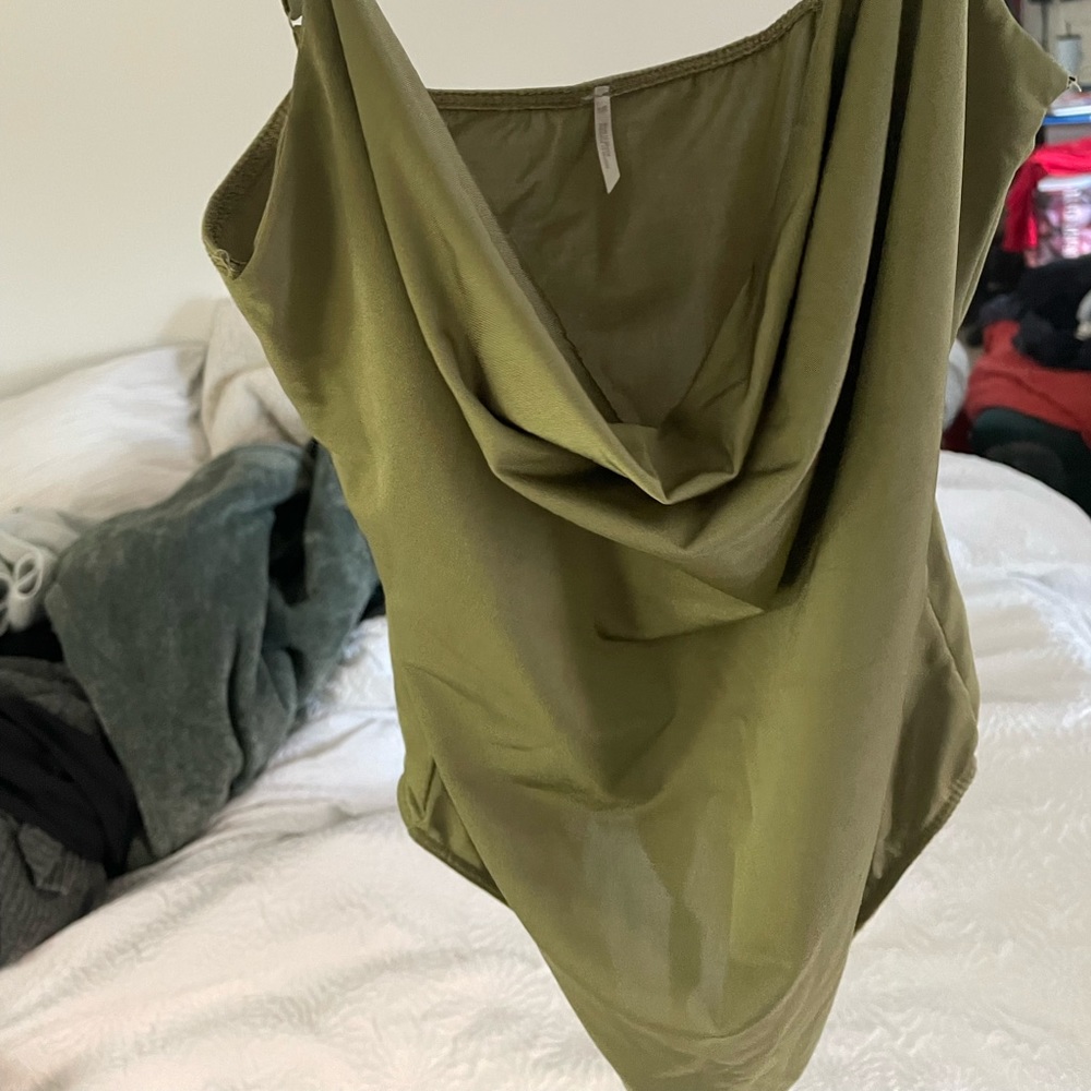 Cowl neck body suit - medium green- 2024
